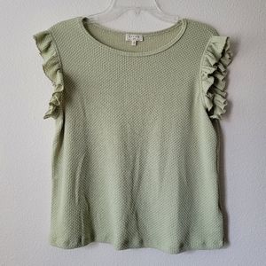 Hayden Girls Green Ruffle Textured Tank Ruffled NWOT